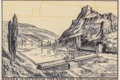 Hermann Jansen’in Ankara planında bent civarı yüzme havuzu ve rekreasyon alanı olarak düzenlenmişti. Vadiyi çevreleyen tepeler ise doğal kayalık dokularını koruyacaktı. (Architekturmuseum der Technischen Universität Berlin).